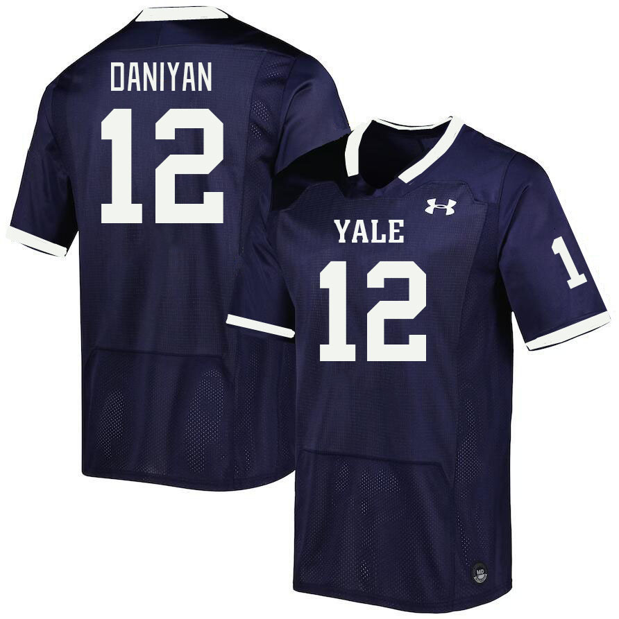Men-Youth #12 Osize Daniyan Yale Bulldogs 2023 College Football Jerseys Stitched Sale-Blue